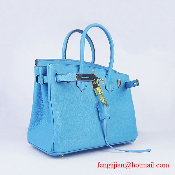 Hermes Birkin 30cm Togo Leather Bag Light Blue 6088